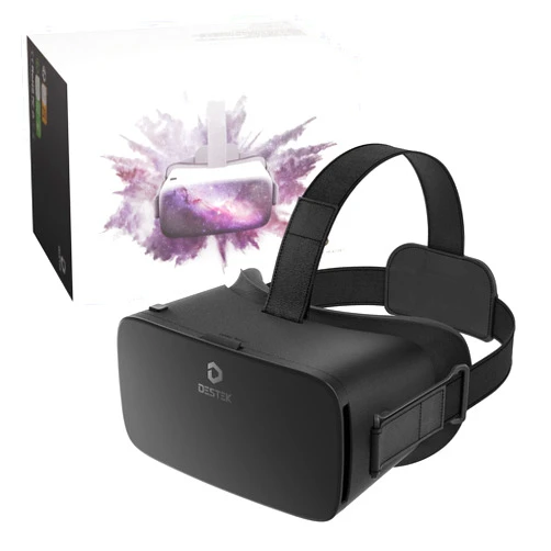 DESTEK V5 VR Headset for Phone, 110° FOV VR Goggles, Eyes Protected Anti-Blue HD Lenses Virtual Reality Headsets for iPhone 15/14/13/12/11, Samsung, Android - Black