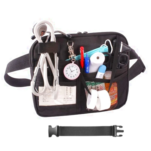 BetterJonny Nurse Fanny Utility Waist Pack,BetterJonny Multi Compartment Medical Gear Pocket Belt Bag with Extension Strap Nursing Organizer Pouch for Stethoscopes,Bandage Scissors Other Medical Supplies(Black)