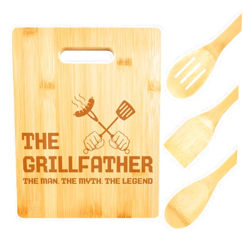 TIZAPIB Father Cooking Board, Bamboo Cutting Board Kitchen Gifts for Dad, Engraved Cutting Board Gift, Christmas Birthday Gifts for Dad, The Man The Myth, The Legend