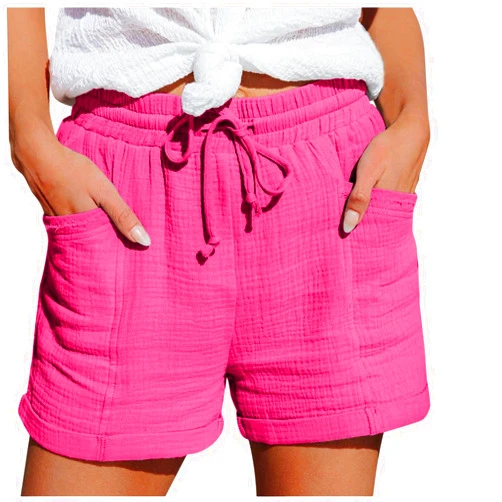 Generic Linen Shorts for Women 2025 Summer Short Dressy Beach Shorts Drawstring High Waisted Short