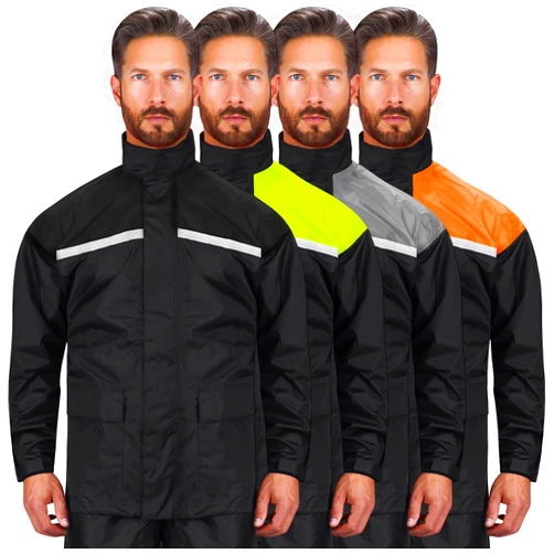 Nomad USA Motorcycle Rain Suit for Men & Women 2 Piece Waterproof Rain Jacket & Pants Gear, Lightweight Reflective Raincoat with Hoodie