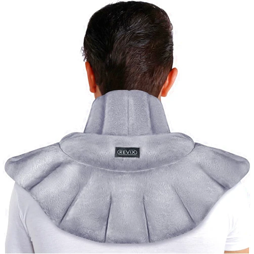REVIX Microwavable Heating Pad for Neck Shoulders and Back, Microwave Heated Neck Wrap with Moist Heat, Weighted Neck Warmer, Light-Gray