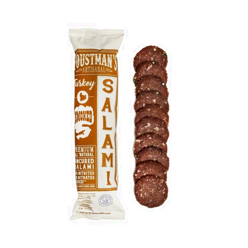 Foustman's Salami Turkey Smoked Artisanal, Nitrate-Free, Naturally Cured, Gluten-Free, Dairy-Free, No Pork, Turkey Deli Meat, 7 Oz Sticks