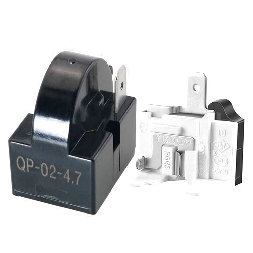 JJHXSM Refrigerator Starter Relay and Overload Protector Kit - QP2-4R7 4.7 Ohm 1 Pin PTC Relays and 6750C-0005P Protectors