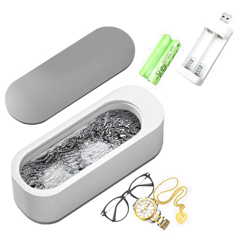 TeLOni Ultrasonic Jewelry Cleaner, 45Khz Professional Glasses Cleaner Machine, Low Noise Portable Ultrasonic Cleaner Machine, 360°deep Cleaning, for Eye Glasses, Ring, Necklaces(2 AAA Batteries and Charger)