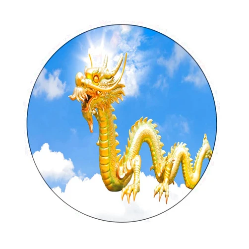 JUNTAIY Polyester Tablecloth, Dragon Waterproof Oil-Proof PVC Table Cloth, Traditional Chinese Dragon Hovering at Cloud Sky, Fit Round Tables 35inch, Holiday Party Home Kitchen Dining Table Decoration