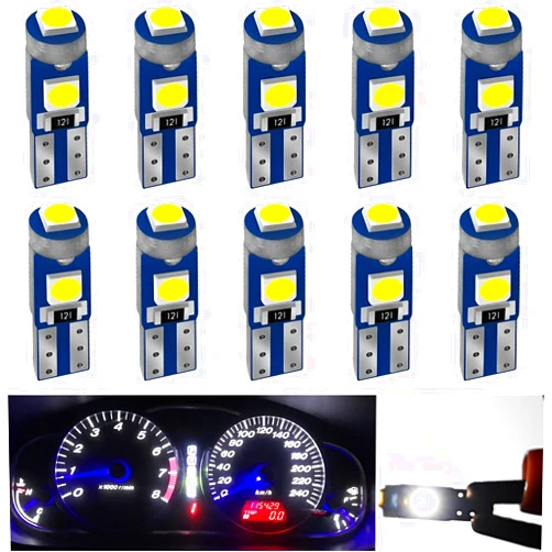AUXLIGHT White T5 37 74 2721 PC74 PC37 LED Bulb, 3030 Chips Super Bright 12 Volt Replacements, Interior Dome Map Dashboard Indicator Instrument Panel Gauge Cluster Lamp Lights (Pack of 10)