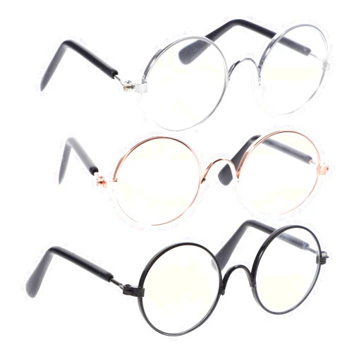 Toyvian 3Pcs Doll Glasses 3 Pairs Metal Wire Rim Glasses Doll Eyewear Mini Glasses Fits for 18in Dolls Mini Dolls Costume Accessories, Assorted Color, 8.3cm/3.26inch (W)