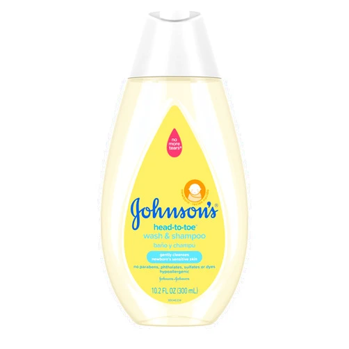Johnson's Baby Johnson's Head-To-Toe Gentle Baby Body Wash & Shampoo, Tear-Free, Sulfate-Free & Hypoallergenic Bath Wash & Shampoo for Baby's Sensitive Skin & Hair, Washes Away 99.9% Of Germs 10.2 fl. oz