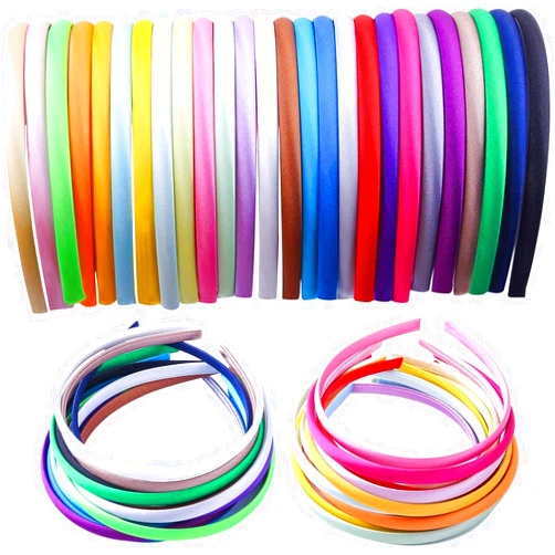 Candygirl HeadBands for Girls,DIY Satin Covered Girls Headbands,1cm Width Craft Headbands for Daily and Party(26pcs Per Pack Each Color 1pcs)