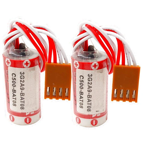 KUANMAI 2PCS ER17/33 (2/3A 3.6V) PLC Battery with Plug for Omron C500-BAT08 3G2A9-BAT08