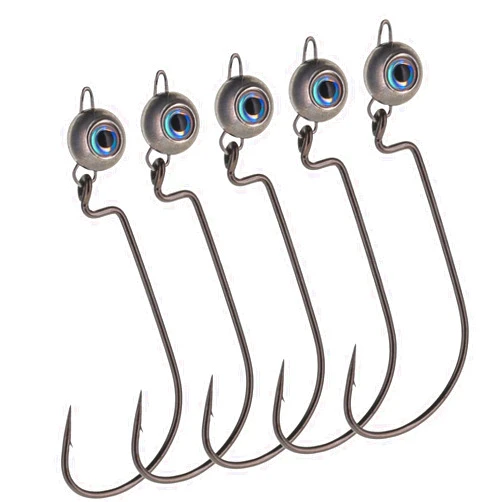 Reaction Tackle Free Swing Bottom Jig Head with Realistic Eye- 97% Tungsten - Ideal for Ned Rig, Texas Rig - Bass Fishing Jig