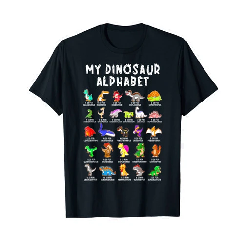 Types Of Dinosaurs Alphabet Dino Identification T-Shirt