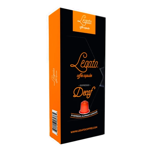 Legato Coffee Capsules Legato Espresso Capsules - 10/100 count - Single-Serve Coffee Pods - Compatible with Nespresso OriginalLine Machine - Cafe-style Coffee at Home (10, Decafe Strength 2)