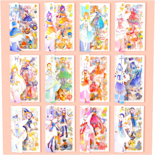 EAMOTOL Kawaii Cartoon Girls Journaling Stickers, 48 Sheets PET Transparent Cute Scrapbooking Diary Korean Stationery Calendar Decorative Sticker DIY Crafts for Junk Journal Planner Album Phone Cases