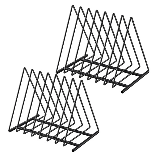 TOPCJ Set of 2 Upgraded Triangle File Folder Rack,7 Sections File Holder,File Storage Sorter/Stand,Desktop File Organizer,Wire Organizer Rack,Magazine Folder Holder,Letter/Legal, Anti-Scratch/Rusty