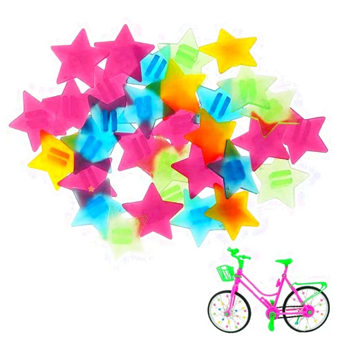 NT-ling Star Bike Wheel Spokes Bead Plastic Clip Bead Plastic Bike Spokes Colorful Bicycle Spokes Decorations for Childrens Bicycle Spokes Accessories Wheel Decorations 36 Pieces
