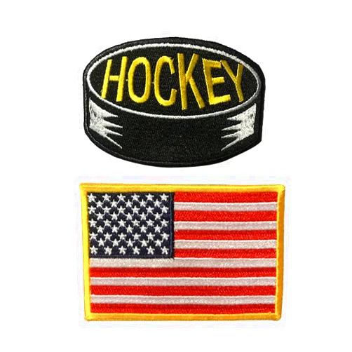 mokarier Hockey Embroidered Patch US Flag Patch Iron on Logo Vest Jacket Cap Hoodie Backpack Patch Iron On/sew on Patch