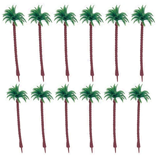 Wenrou 12 x Coconut Tree Model, Artificial Palm Tree Landscape Model, Palm Tree Model, Miniature Landscape Decoration, for Miniature Train Architecture Railway Diorama DIY Decor (13 cm)