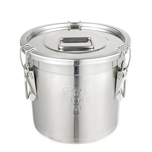 DYNAMI 304 Stainless Steel Airtight Canister, 3.2Gal Canisters Container with Lids and Sturdy Locking Clamp,Bucket Food Storage Containers Airtight for Rice, Flour, Grain, Coffee Bean(12L)
