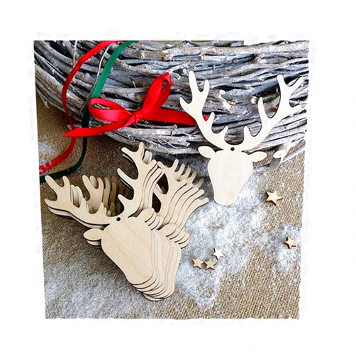 Edtoy 10PCS Christmas Deer Head Ornaments/Christmas Tree Wooden Pendant Decorations