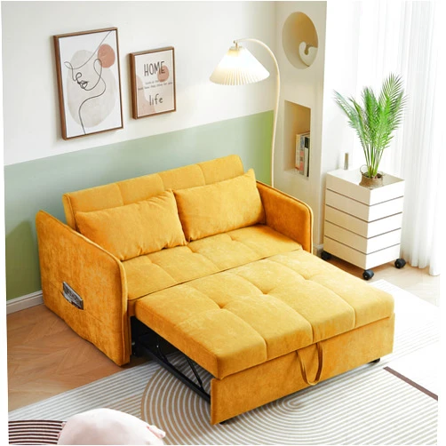FANYE 3-in-1 Loveseat Pull Out Sleeper Couch,Love Seat w/Adjustable Backrest Convertible to Futon Sleep Sofa Bed for Living Room Furniture Sets, 53.5