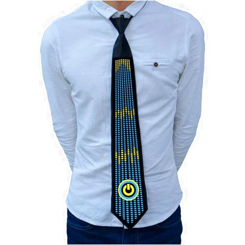 Bokze Light Up Ties Glow in The Dark Necktie Sound Control LED Flashing Light Tie for Men Women Dance Carnival Halloween Party (Not Include Battery)