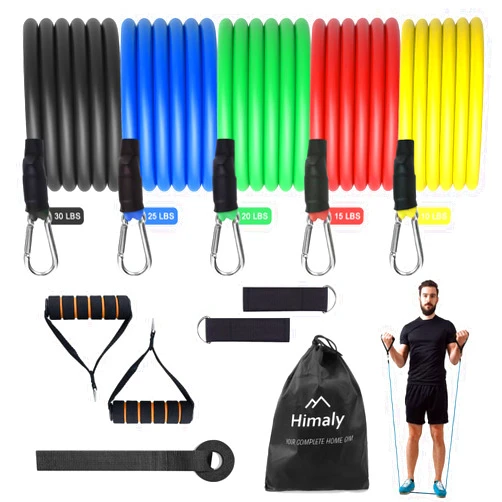 Himaly Resistance Bands Set, Himaly Exercise Bands Strength Training Fitness Bands Workout Elastic Bands with Legs Ankle Straps, Door Anchor, Handles & Carry Bag for Home Outdoor Workouts