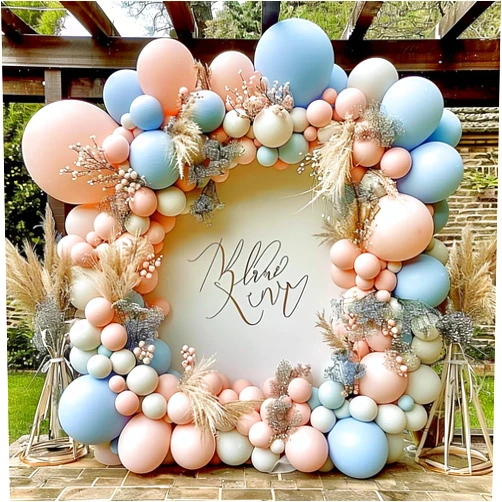 Vanjehou Gender Reveal Balloons Garland Kit, Dusty Pink and Dusty Blue Sand White Balloons pastel balloon garland kit for Boy or Girl Gender Reveal Baby Shower Party Decoration