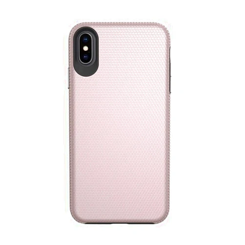 Generic Shockproof Triangle Texture Phone Case Compatible with iPhone 14 Pro Max (Rose Gold)