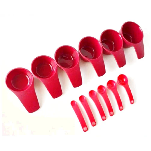 Tupperware Red Measuring Cups and Spoons