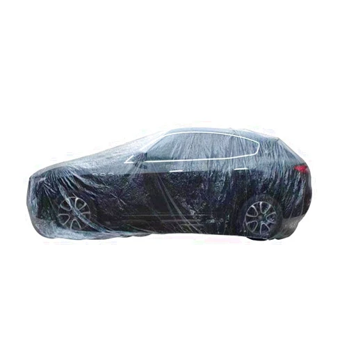 ANDECH 3 Pcs Disposable Car Cover，Plastic Car Cover Dustproof Full Exterior Covers Disposable Full Car Cover with Elastic Band Clear Car Protector for Sedan Outdoor Snow Rain Weather(12.4'x18')