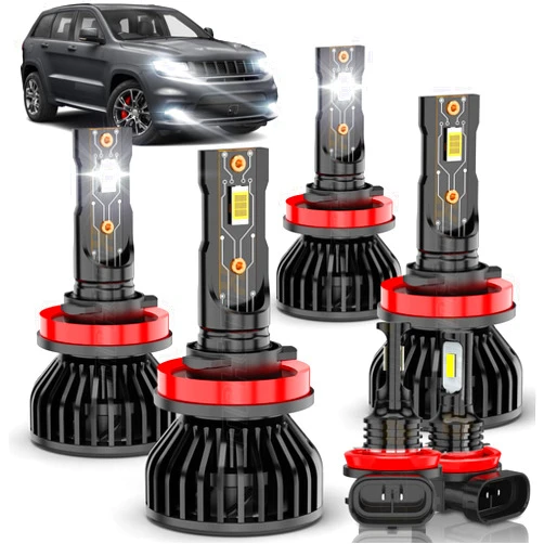 XWQHJW Compatible for 2019 2020 2021 Jeep Grand Cherokee High Low Beam Fog Light Bulbs Combo Kit, Powersports Bulbs, 6000K Bright White Light Bulbs, Plug N Play, 6-Pack