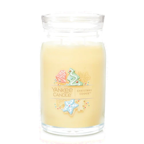 Yankee Candle Christmas Cookie Scented, Signature 20oz Large Jar 2-Wick Candle, Over 60 Hours of Burn Time, Holiday Festive Candle, Ideal for Holiday Gifting, Home Decor, Vanilla Butter Scent