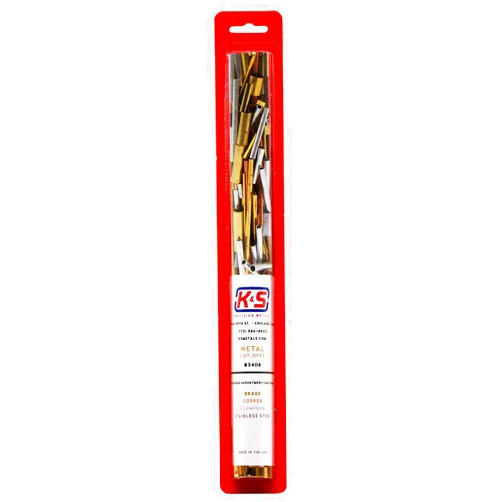 K&S 3408 Metal Cut-Offs, Assortment of Brass, Copper, Aluminum, & Stainless Steel, Made in The USA