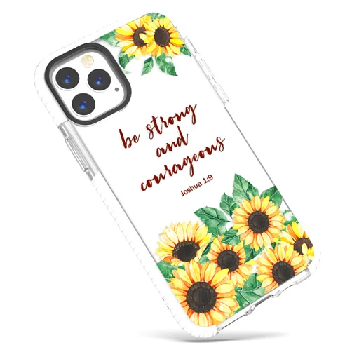 Frepstudio iPhone 15 Pro Bible Verses Clear Cute Case for Girls Women,Sunflower Floral Inspirational Scripture Christian Quotes Joshua 1:9 Soft Protective Case Compatible with iPhone 15 Pro