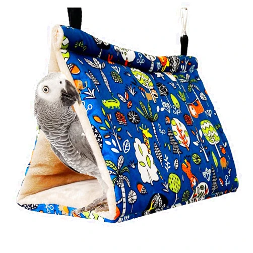 Generic Bird Nest Winter Warm House Hanging Hammock Velvet Shed Hut Cage Bird Plush Fluffy Hideaway Sleeping Bed Fuzzy for African Grey Cockatoo Parrot Parakeet Cockatiels Budgies Parakeets[Size M]