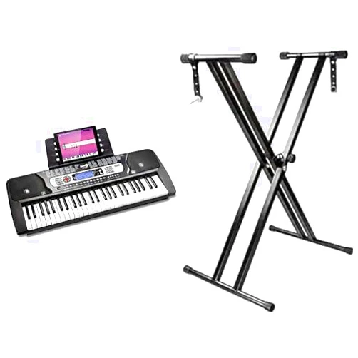 RockJam 54 Key Keyboard Piano with Power Supply, Sheet Music Stand, Piano Note Stickers & Simply Piano Lessons and Adjustable Keyboard Stand with Locking Straps & Quick Release Mechanism