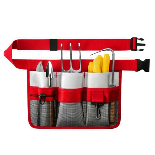 Winhunt Garden Apron for Women, Adjustable Tool Belt with 8 Pockets - Heavy Duty Oxford Work Belt for Gardening, Construction (Red)