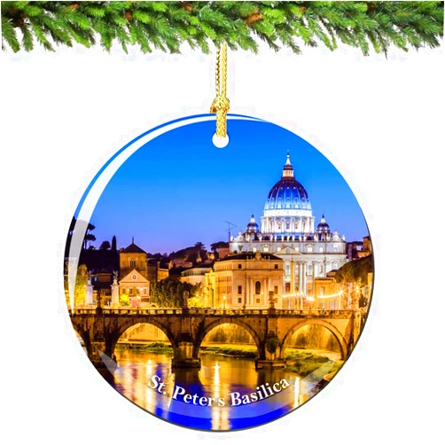 City-Souvenirs Vatican St Peters Christmas Ornament 2.75 Inch Double Sided Porcelain Rome Italy Vatican Ornaments