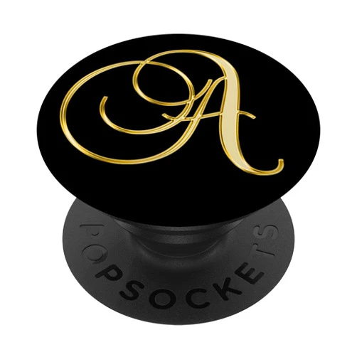 Letter A - Click to show more designs! Monogram Initial Letter A Gold and Black PopSockets PopGrip: Swappable Grip for Phones & Tablets PopSockets Adhesive PopGrip