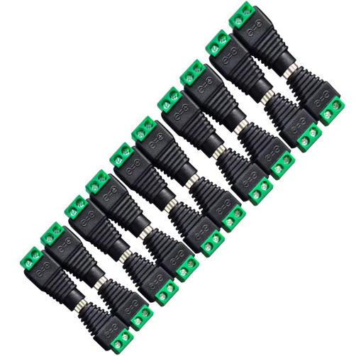 DAYKIT 10 Pairs 12V Male+Female 2.1x5.5MM DC Power Jack Plug Adapter Barrel Connector for CCTV Security Camera Led Strip