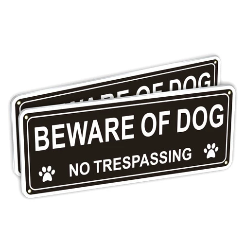 I-CowFun (2 Pack) Beware of Dog Signs for Fence, Heavy-duty Metal Beware of Dog No Trespassing Sign, 10