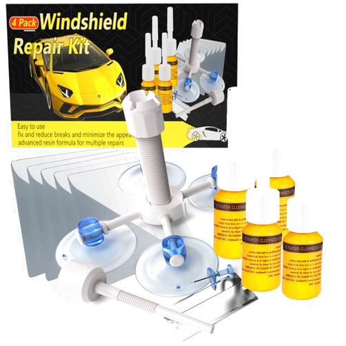 UNIIOON Windshield Repair Kit, Upgraded Windshield Crack Repair Kit 4 Pcs, Windshield Repair Kit for Chips and Cracks, Car Glass Repair Kit Quick Fix for Chips, Cracks, Star-Shaped, Bulls-Eye New Versions