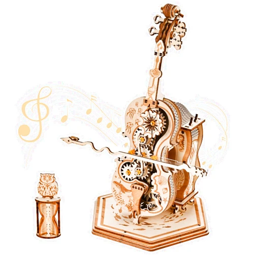 Wooderma 3D Wooden Puzzles for Adults, Wooden Music Box Puzzles, Cello Model Kit, DIY Wood Model Kits, Birthday Present for Adult and 16+ Teens