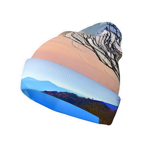 BGSHJVF Blue Ridge Mountains Print Knitted Hat for Women,Warm Winter Beanie,Soft and Stretchy Knit Cap,for Cold Weather