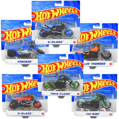 Hot Wheels Street Power Collectible Motorcycle - Complete Set of 6 ~ X-Blade, Fat Ride, Ferenzo, Thunder Chopper, Twin Flame Cruiser and Light Frame