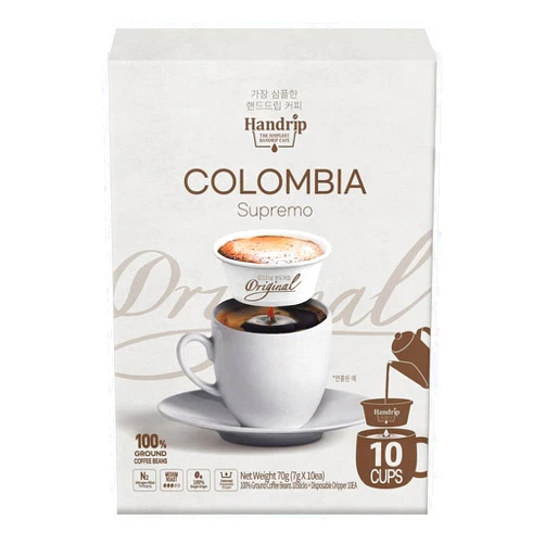 Aromaville [Aromaville] Handrip Colombia Supremo, Instant Hand Drip Coffee Bag, Single Serve Coffee Sachets with Drippers, Cup-shape Paper Filter, 0.25 oz x 10ea (10T, Colombia)