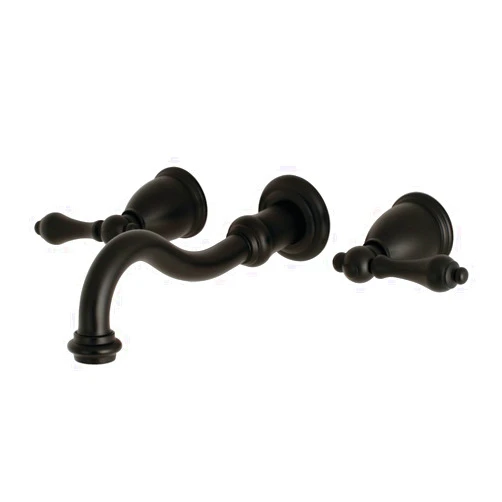 Kingston Brass KS3120AL Vintage 2-Handle Wall Mount Bathroom Faucet, Matte Black
