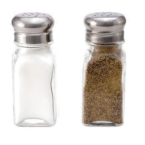 Culinary Depot Glass Salt and Pepper Shakers - Set of 2- Stainless Steel Tops - 2 Ounce